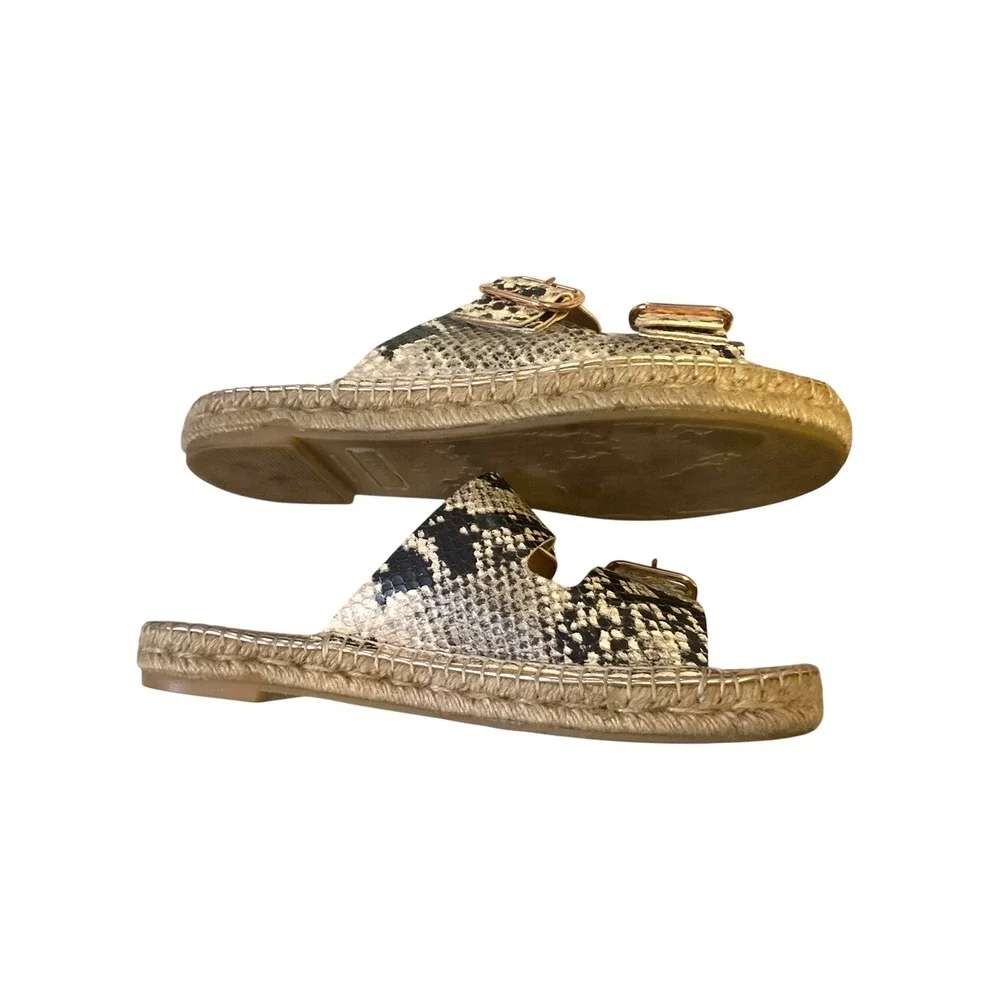 Maypol Snakeskin Print Espadrille Slide Sandals Buckle Straps Spain Size 37